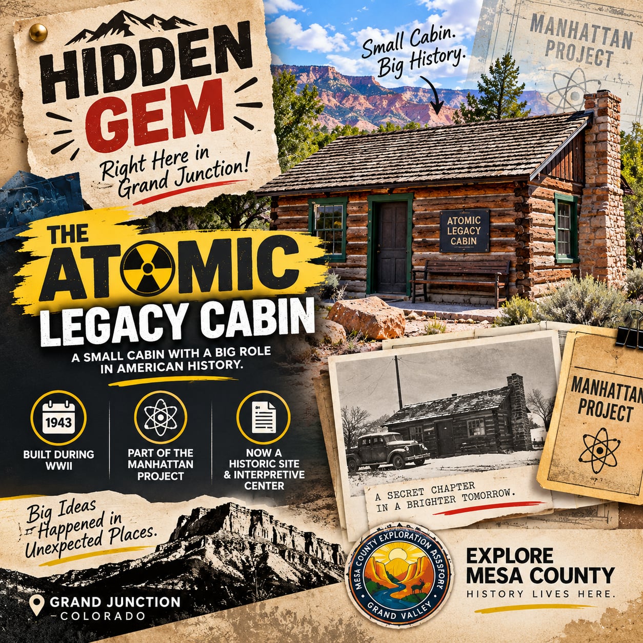 The Atomic Legacy Cabin, a WWII-era log cabin in Grand Junction, Colorado